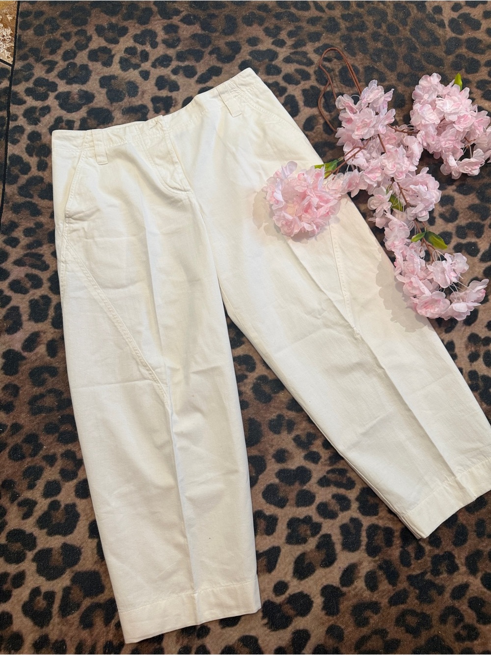 DKNY White Straight-Leg Cotton Chinos